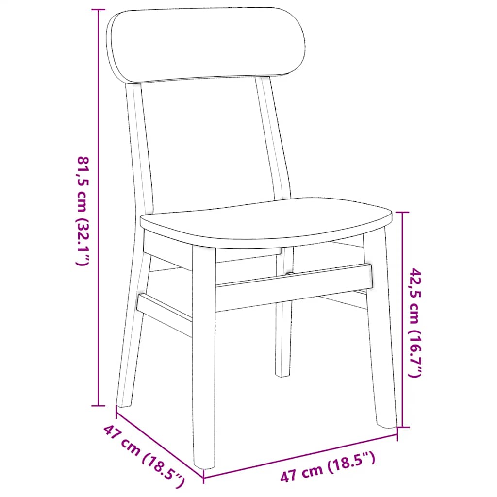 vidaXL Καρέκλες τραπεζαρίας 2 τεμάχια Λευκό μασίφ ξύλο καουτσούκ