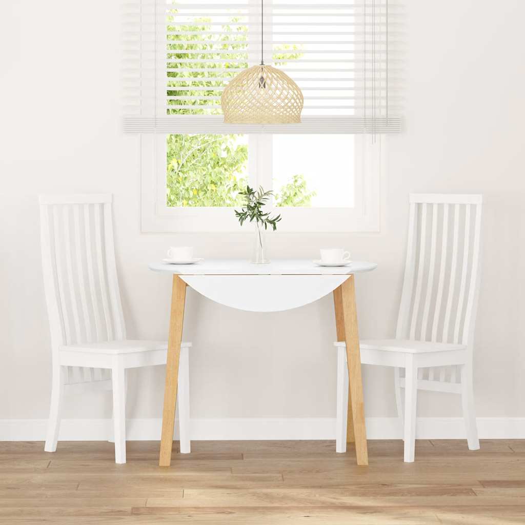 vidaXL Καρέκλες τραπεζαρίας 2 τεμάχια Λευκό μασίφ ξύλο καουτσούκ