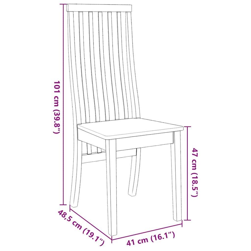 vidaXL Καρέκλες τραπεζαρίας 2 τεμάχια Λευκό μασίφ ξύλο καουτσούκ