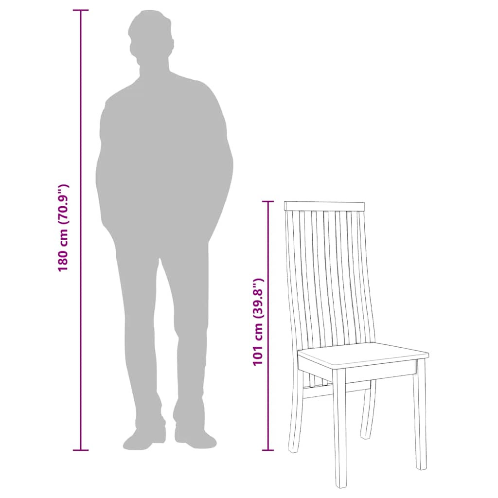 vidaXL Καρέκλες τραπεζαρίας 2 τεμάχια Λευκό μασίφ ξύλο καουτσούκ