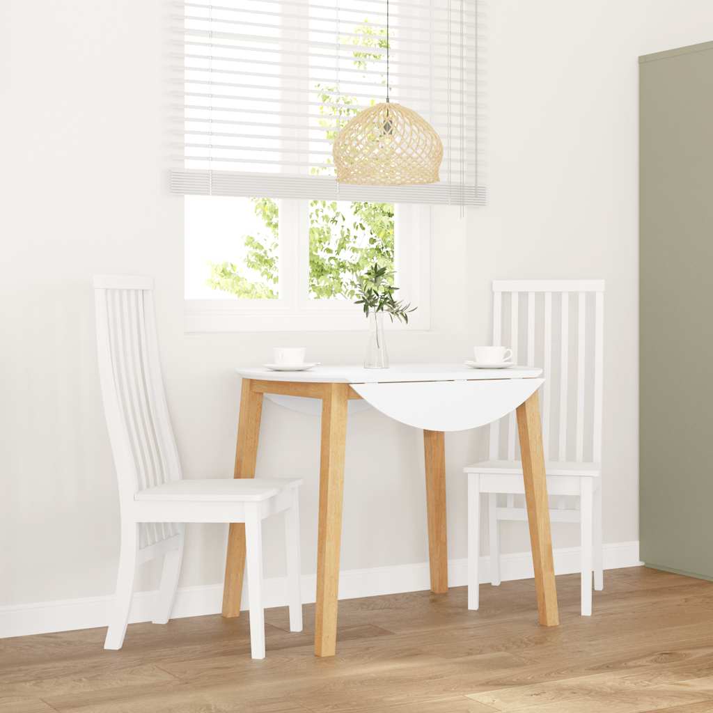 vidaXL Καρέκλες τραπεζαρίας 2 τεμάχια Λευκό μασίφ ξύλο καουτσούκ