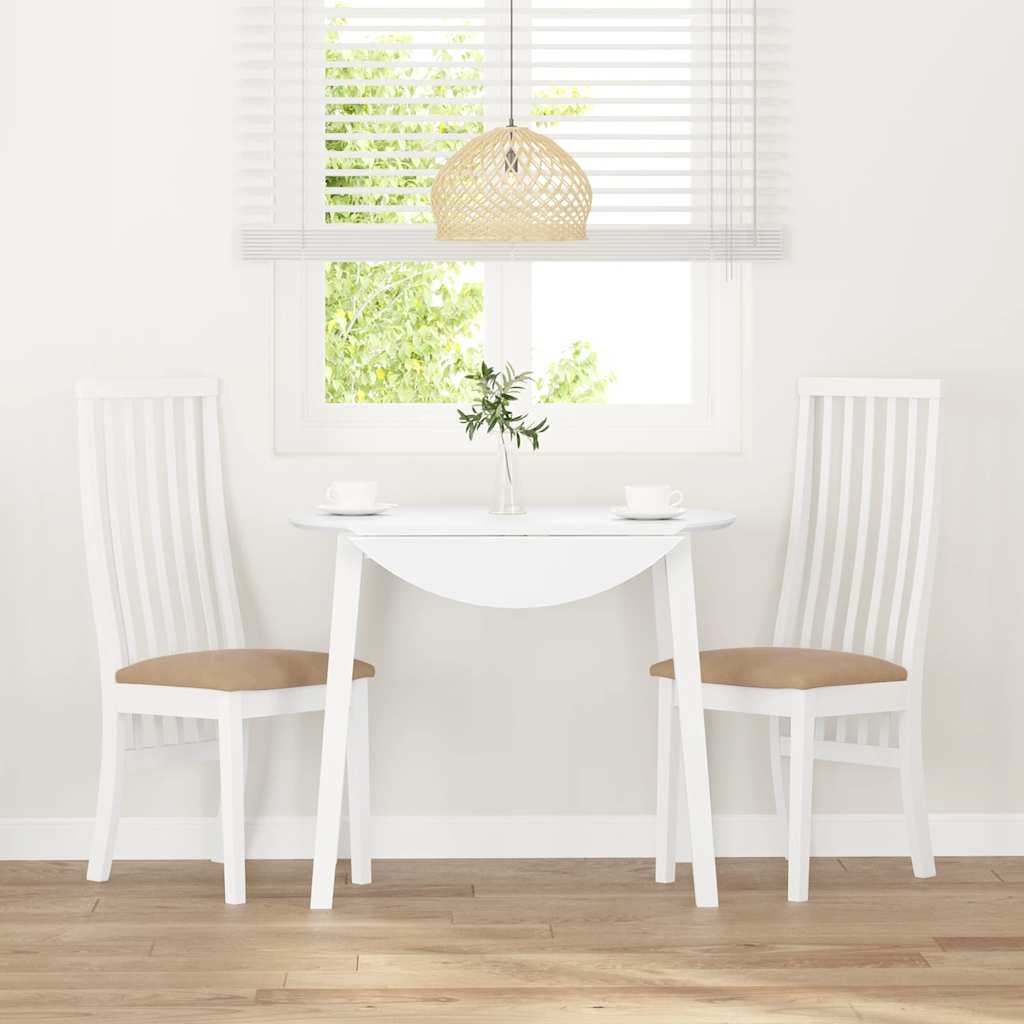 vidaXL Καρέκλες τραπεζαρίας με μαξιλάρια 2 τεμάχια Λευκό μασίφ ξύλο