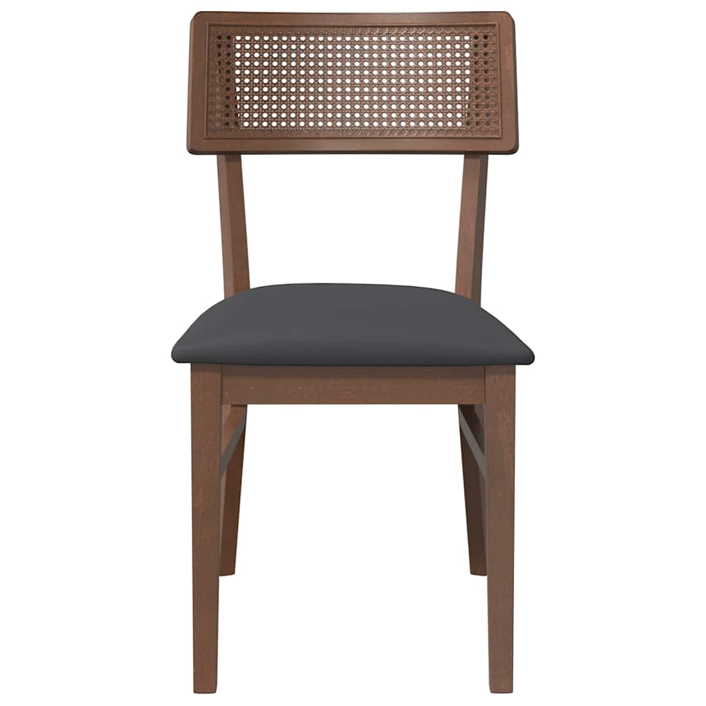 vidaXL Καρέκλες τραπεζαρίας με μαξιλάρια 2 τεμάχια Καφέ μασίφ ξύλο