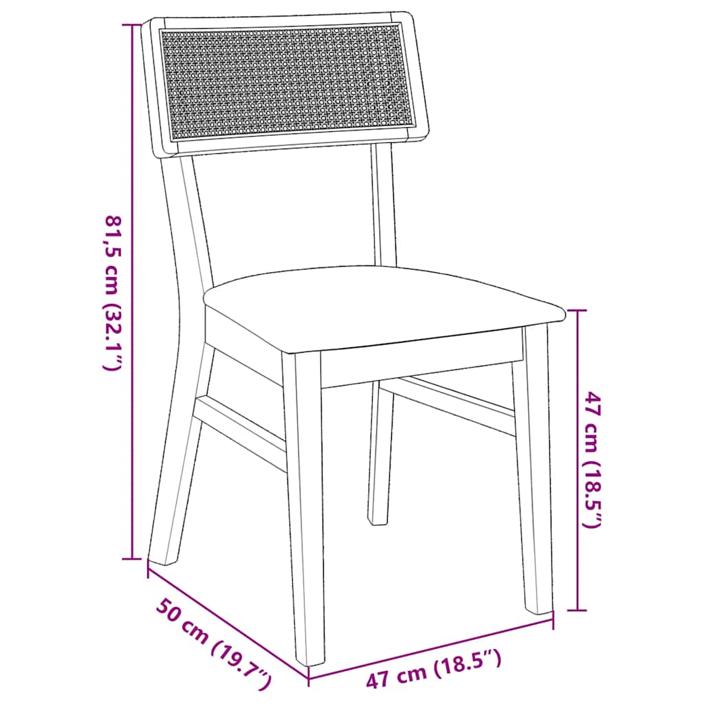 vidaXL Καρέκλες τραπεζαρίας με μαξιλάρια 2 τεμάχια από μασίφ ξύλο