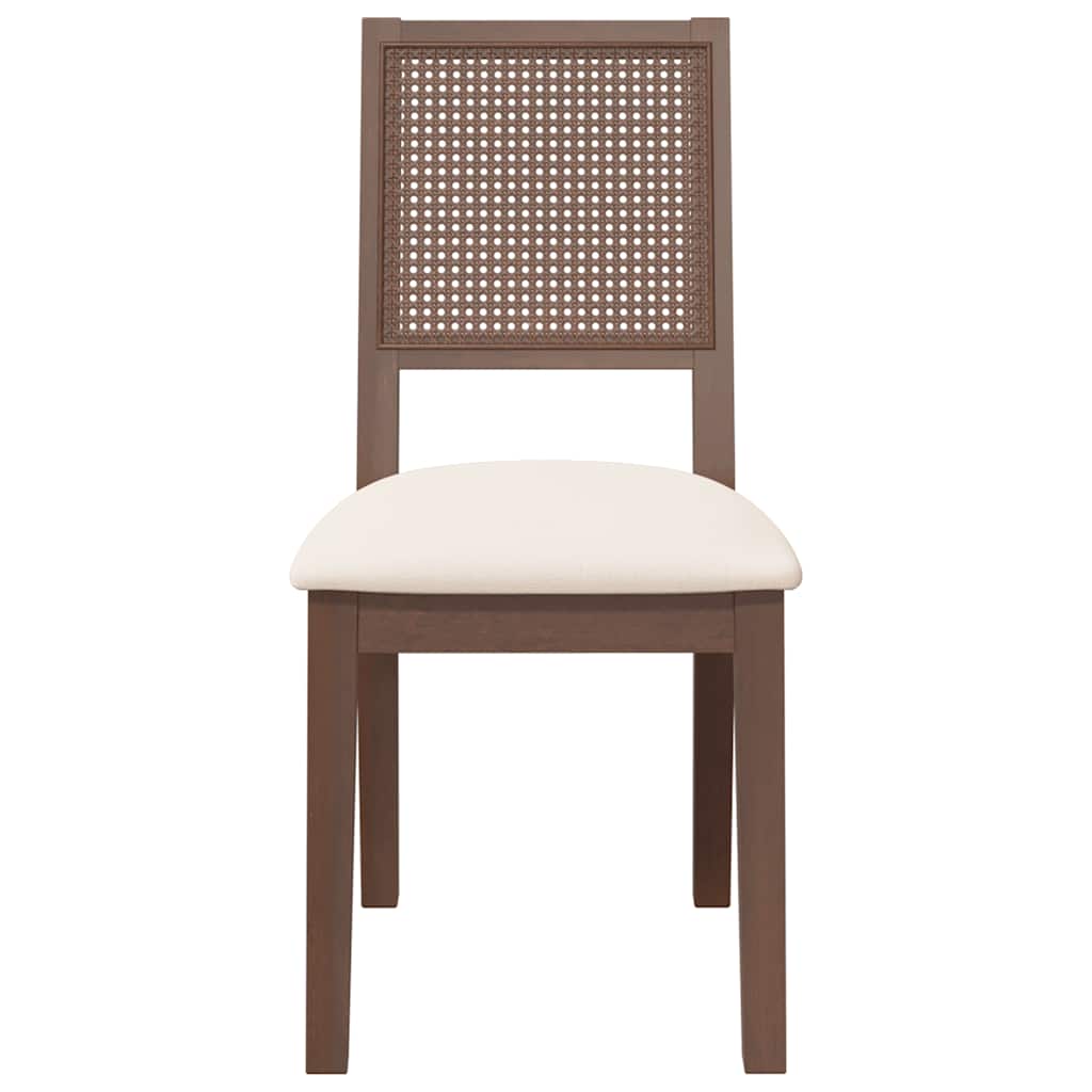 vidaXL Καρέκλες τραπεζαρίας με μαξιλάρια 2 τεμάχια Καφέ μασίφ ξύλο