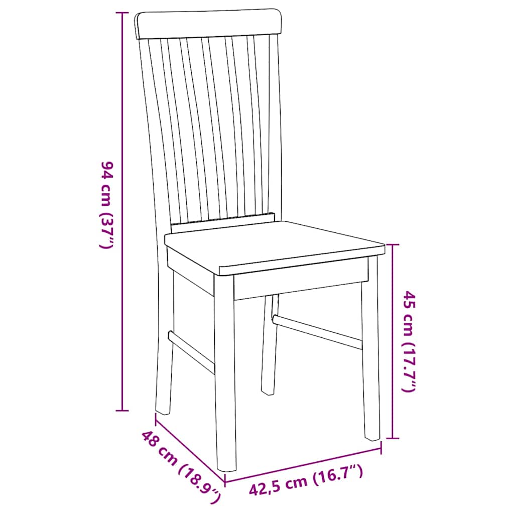 vidaXL Καρέκλες τραπεζαρίας 2 τεμάχια από μασίφ ξύλο καουτσούκ