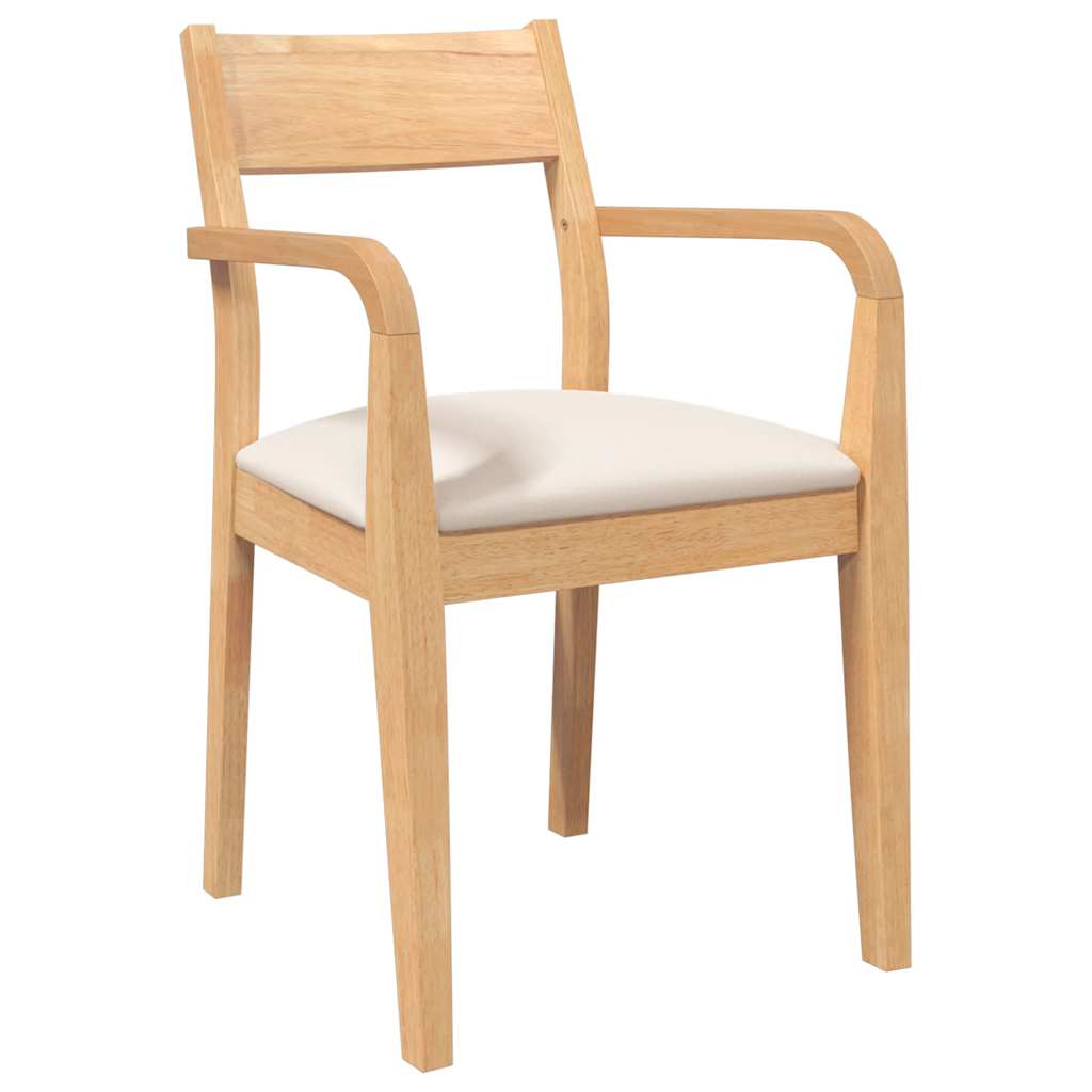 vidaXL Καρέκλες τραπεζαρίας με μαξιλάρια 2 τεμ Φυσικό μασίφ ξύλο