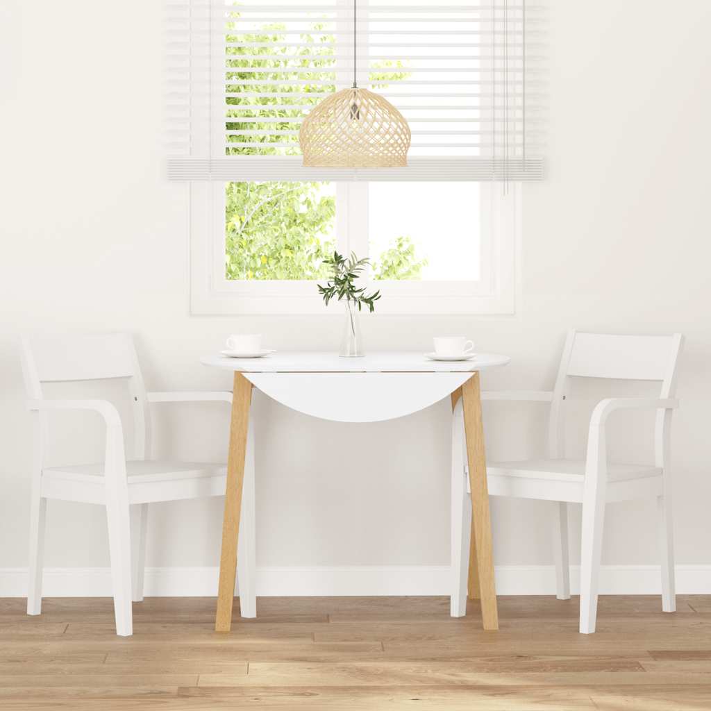 vidaXL Καρέκλες τραπεζαρίας 2 τεμάχια Λευκό μασίφ ξύλο καουτσούκ