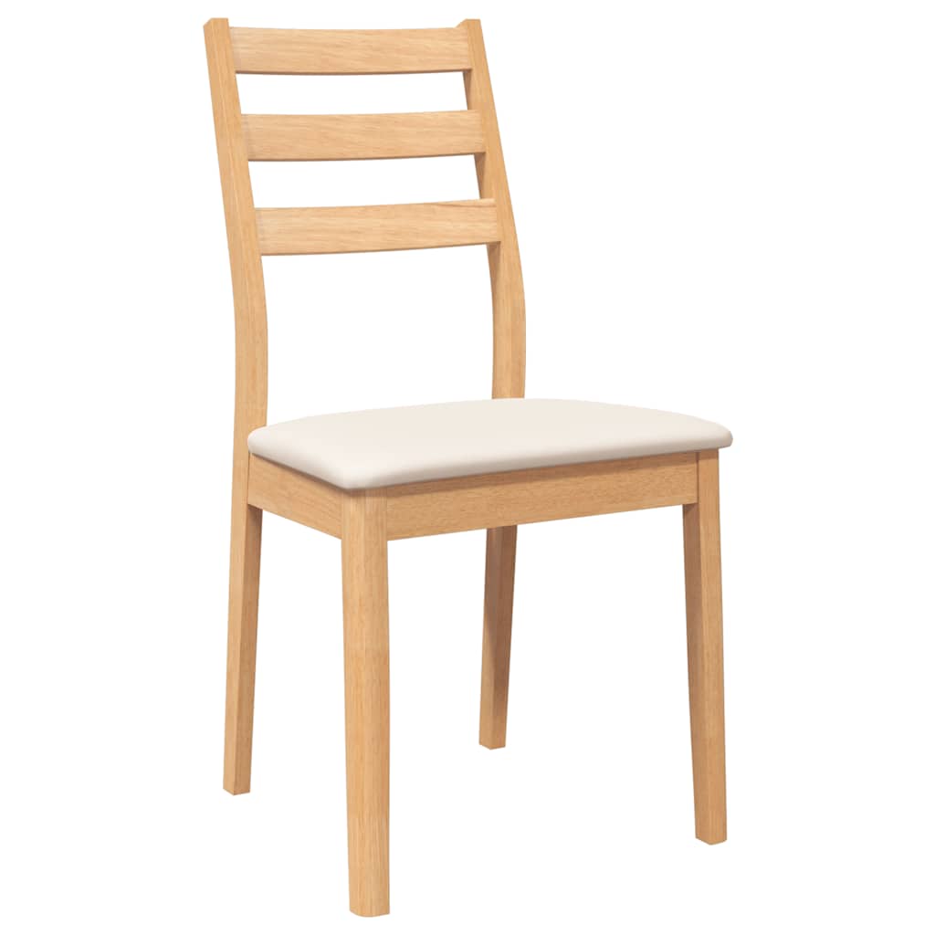 vidaXL Καρέκλες τραπεζαρίας με μαξιλάρια 2 τεμ Φυσικό μασίφ ξύλο