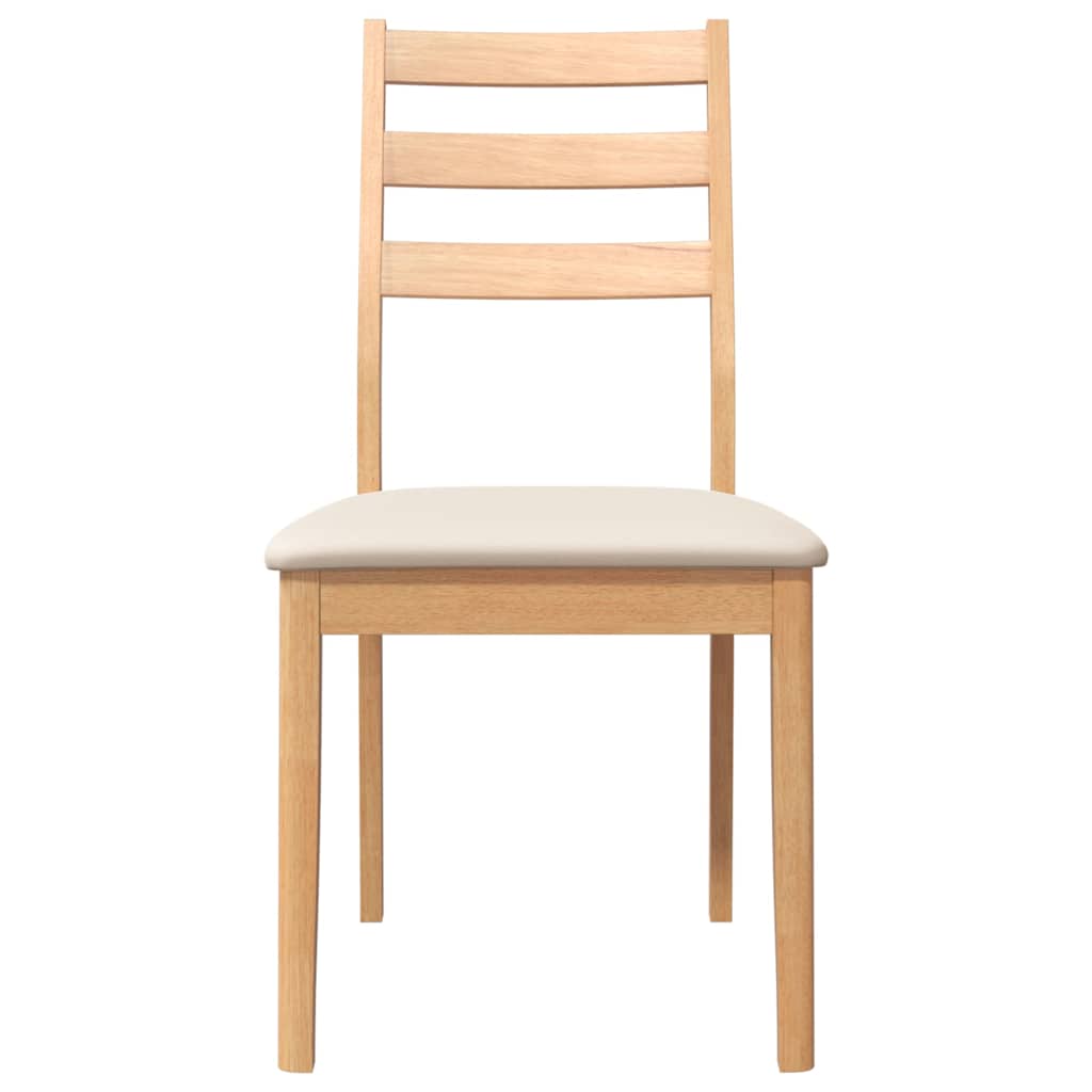 vidaXL Καρέκλες τραπεζαρίας με μαξιλάρια 2 τεμ Φυσικό μασίφ ξύλο