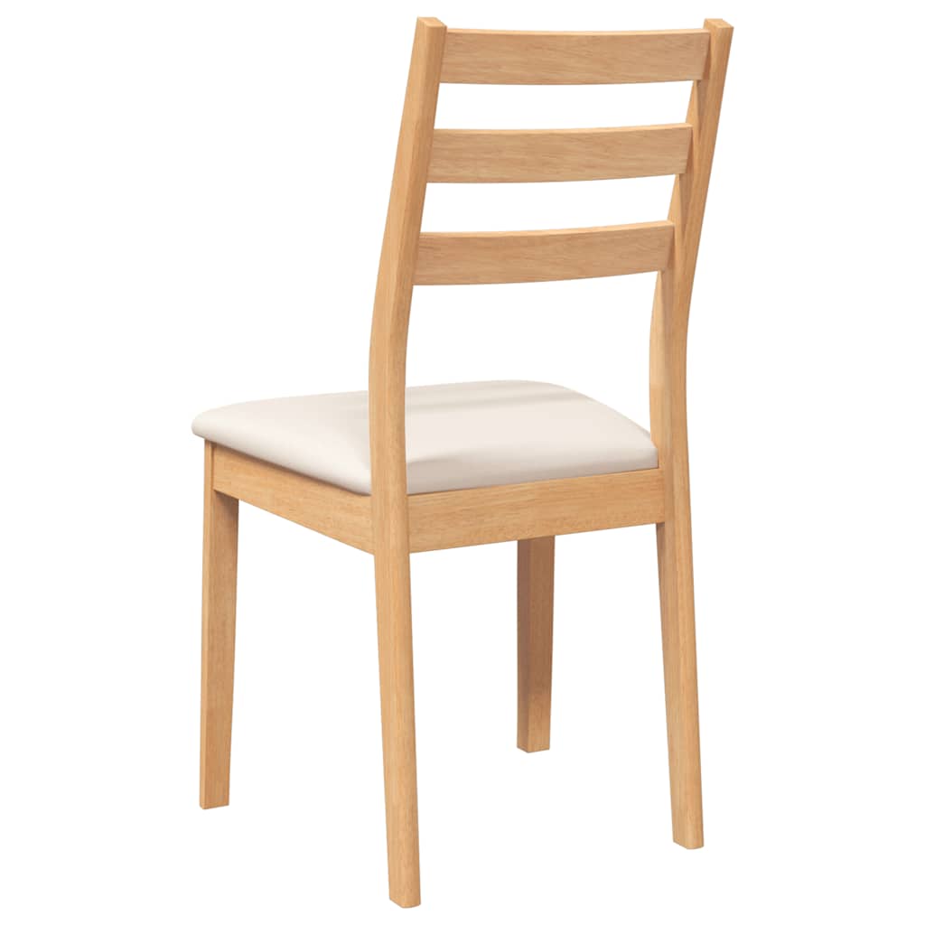 vidaXL Καρέκλες τραπεζαρίας με μαξιλάρια 2 τεμ Φυσικό μασίφ ξύλο