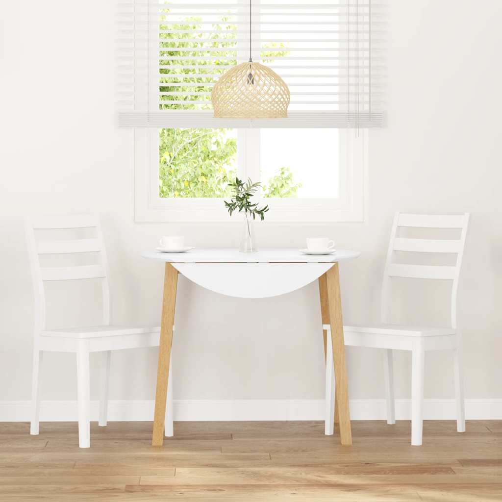 vidaXL Καρέκλες τραπεζαρίας 2 τεμάχια Λευκό μασίφ ξύλο καουτσούκ