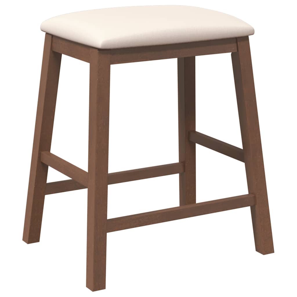 vidaXL Καρέκλες μπαρ με μαξιλάρια 2 τεμάχια Καφέ μασίφ ξύλο καουτσούκ