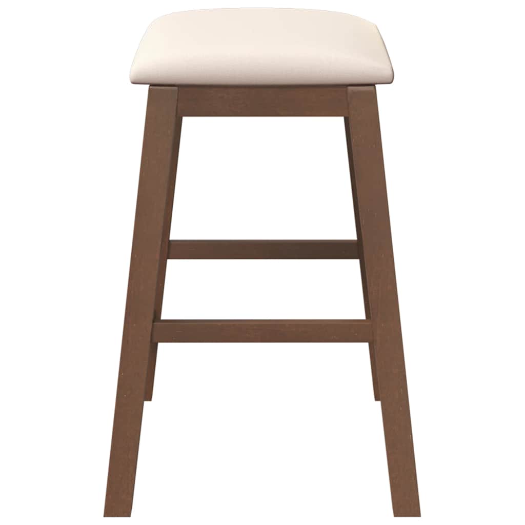 vidaXL Καρέκλες μπαρ με μαξιλάρια 2 τεμάχια Καφέ μασίφ ξύλο καουτσούκ