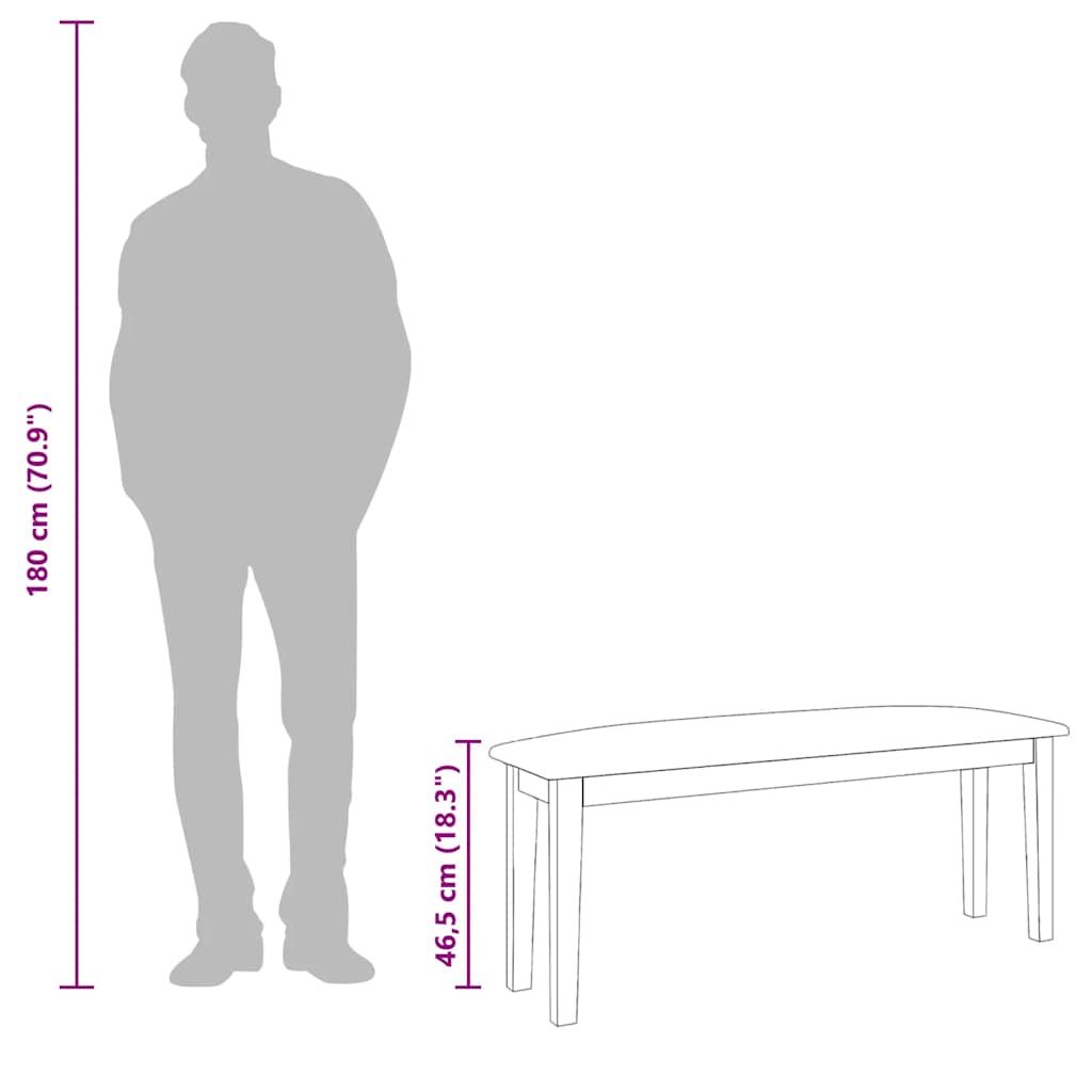 Πάγκος vidaXL 110 cm Καφέ μασίφ ξύλο καουτσούκ