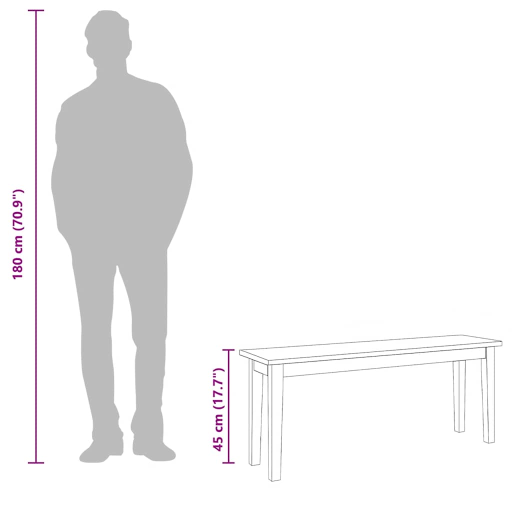 Πάγκος vidaXL 110 cm Λευκό μασίφ ξύλο καουτσούκ