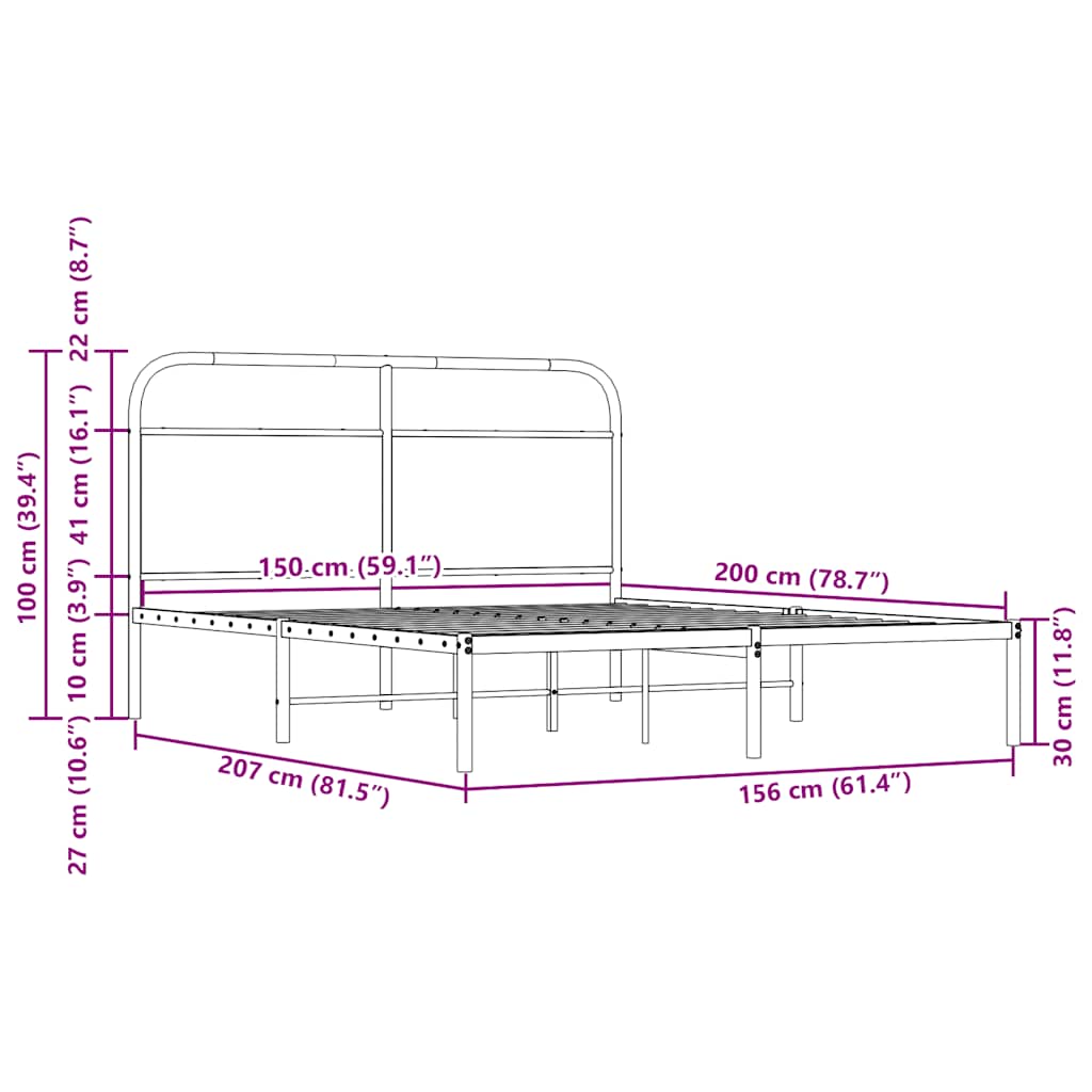 vidaXL Πλαίσιο Κρεβατιού Χωρ. Στρώμα Sonoma Δρυς 150x200εκ. Επ. Ξύλο
