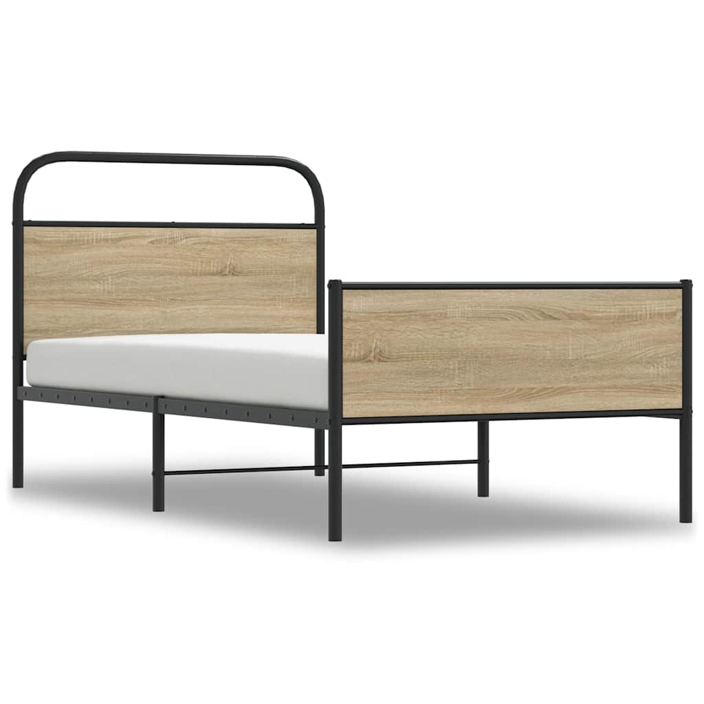 vidaXL Πλαίσιο Κρεβ. Χωρ. Στρώμα Sonoma Δρυς 90x200 εκ. Επεξ. Ξύλο