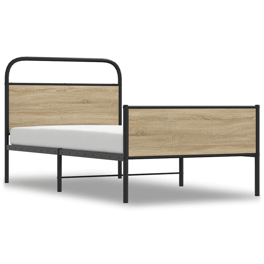 vidaXL Πλαίσιο Κρεβ. Χωρ. Στρώμα Sonoma Δρυς 90x200 εκ. Επεξ. Ξύλο