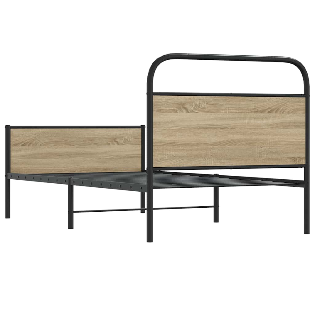 vidaXL Πλαίσιο Κρεβ. Χωρ. Στρώμα Sonoma Δρυς 90x200 εκ. Επεξ. Ξύλο