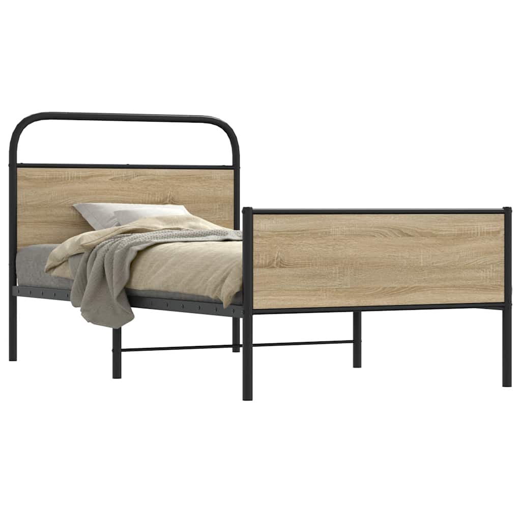 vidaXL Πλαίσιο Κρεβ. Χωρ. Στρώμα Sonoma Δρυς 90x200 εκ. Επεξ. Ξύλο