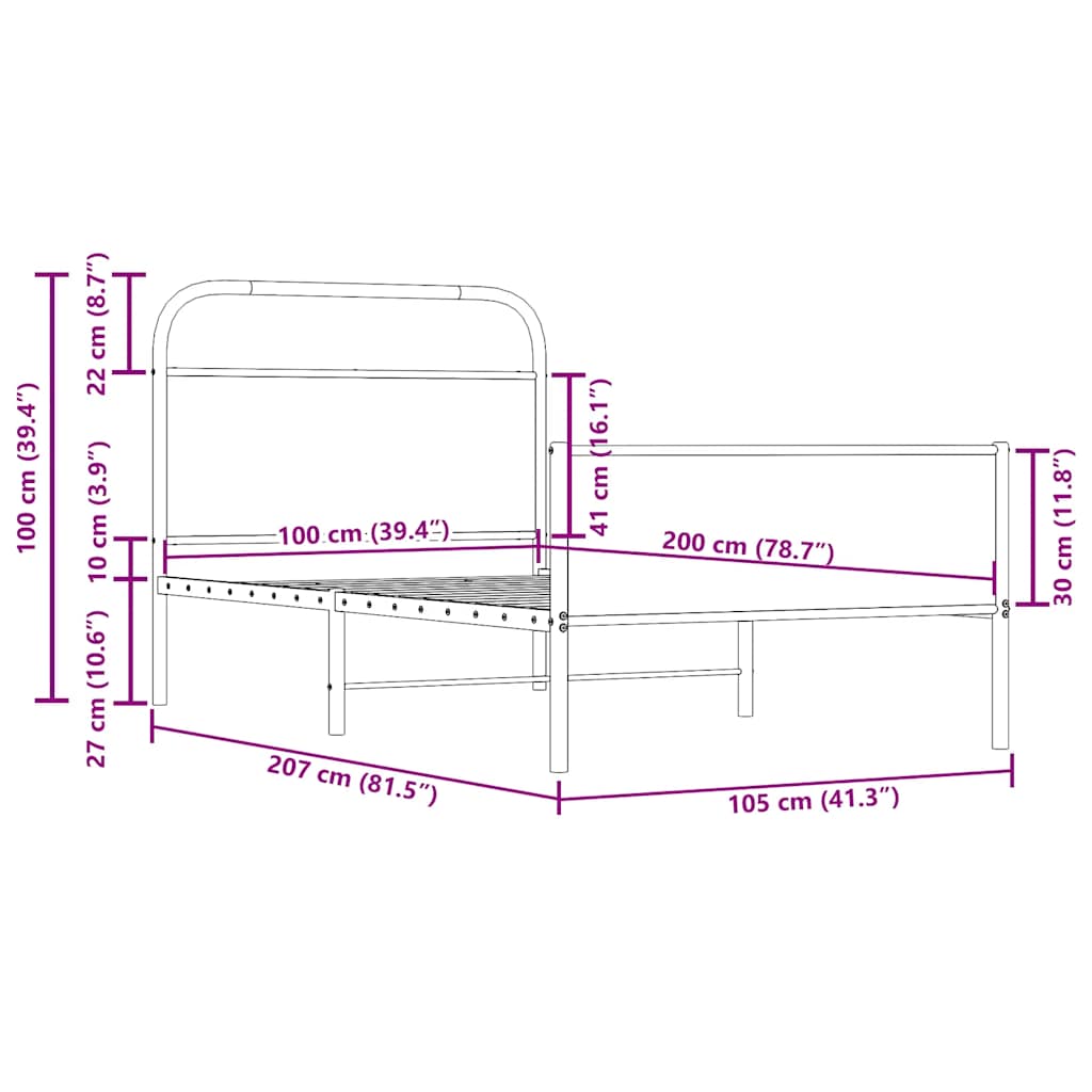 vidaXL Πλαίσιο Κρεβατιού Χωρ. Στρώμα Sonoma Δρυς 100x200εκ Επ. Ξύλο