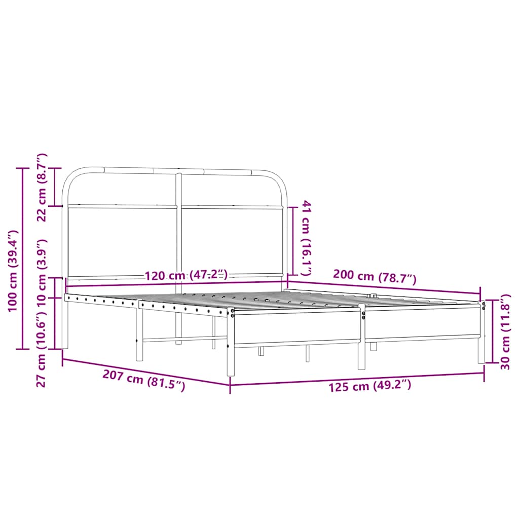 vidaXL Πλαίσιο Κρεβατιού Χωρ. Στρώμα Sonoma Δρυς 120x200εκ. Επ. Ξύλο