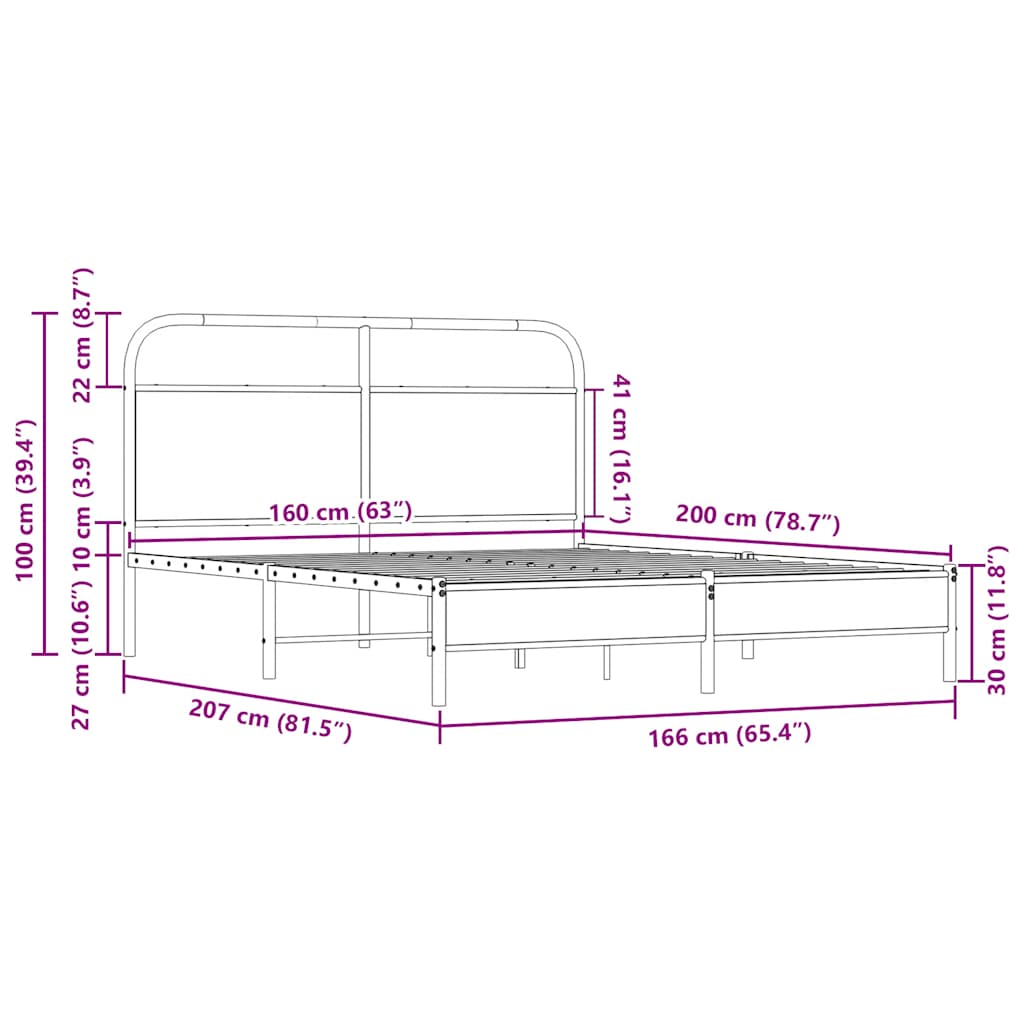 vidaXL Πλαίσιο Κρεβατιού Χωρ. Στρώμα Sonoma Δρυς 160x200 εκ. Επ. Ξύλο