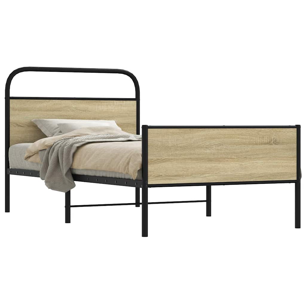 vidaXL Πλαίσιο Κρεβ. Χωρ. Στρώμα Sonoma Δρυς 90x200 εκ. Επεξ. Ξύλο