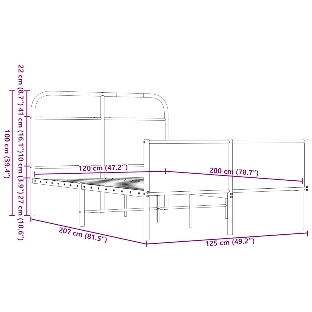 vidaXL Πλαίσιο Κρεβατιού Χωρ. Στρώμα Καφέ Δρυς 120x200εκ. Επ. Ξύλο
