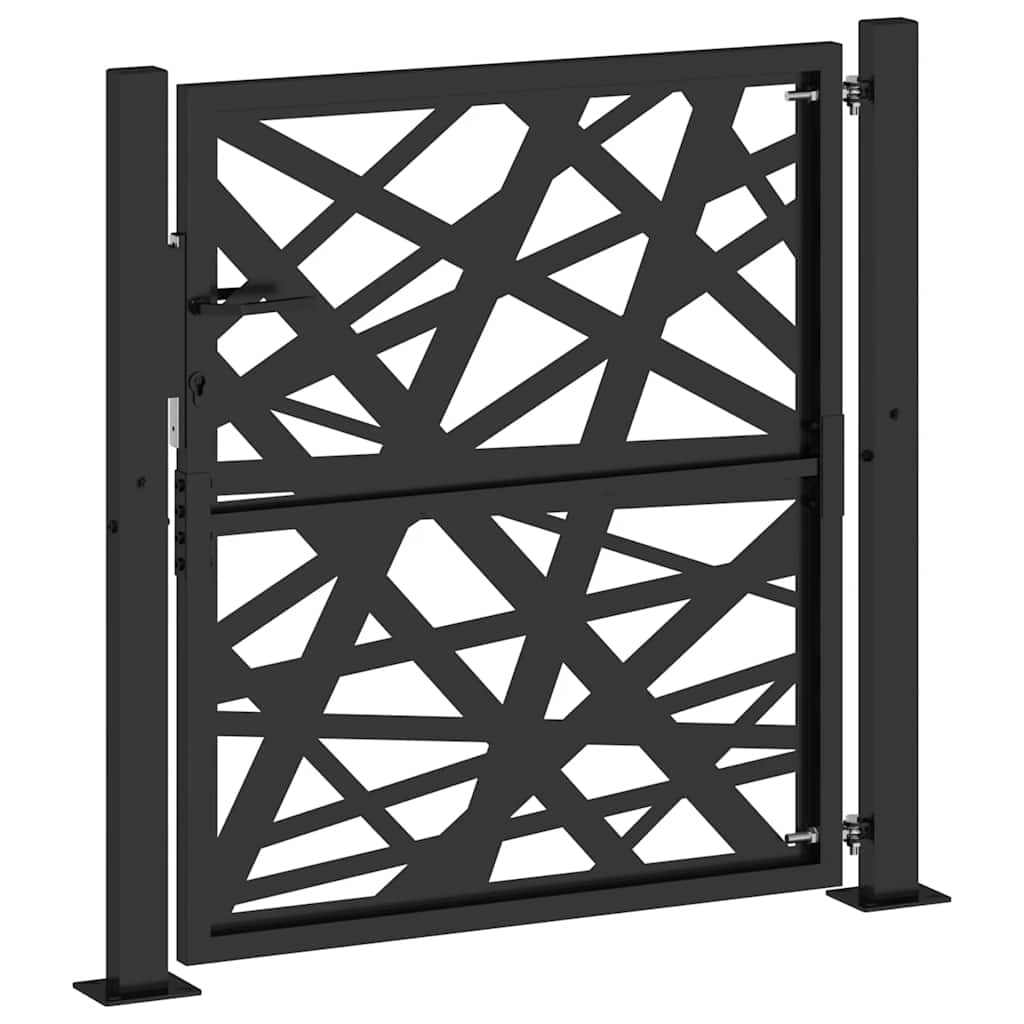 vidaXL Πόρτα Κήπου Μαύρη με Φωτιστικό Ατσάλι 100x100 εκ.