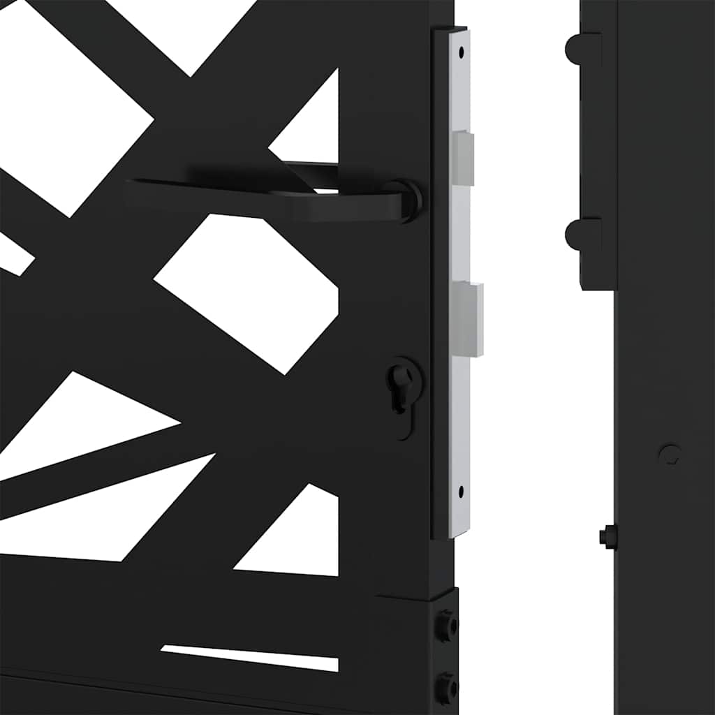 vidaXL Πόρτα Κήπου Μαύρη με Φωτιστικό Ατσάλι 100x100 εκ.