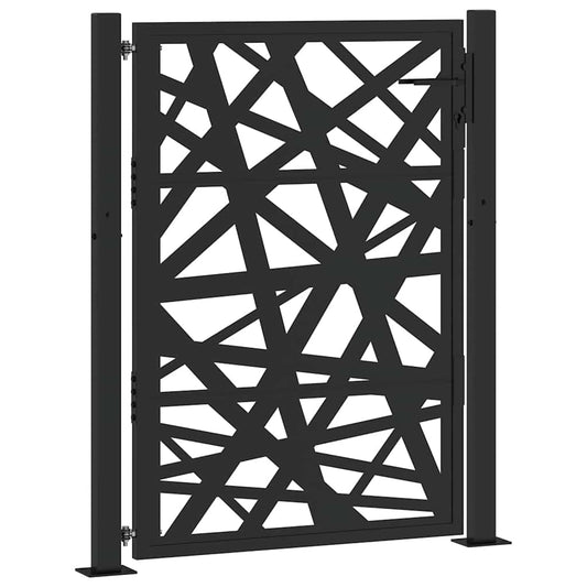 vidaXL Πόρτα Κήπου Μαύρη με Φωτιστικό Ατσάλι 100x125 εκ.
