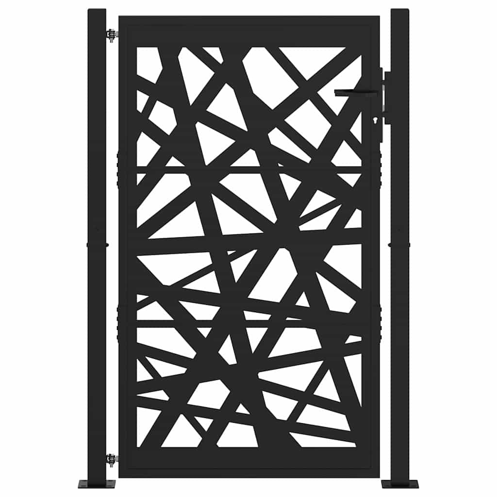 vidaXL Πόρτα Κήπου Μαύρη με Φωτιστικό Ατσάλι 100x150 εκ.