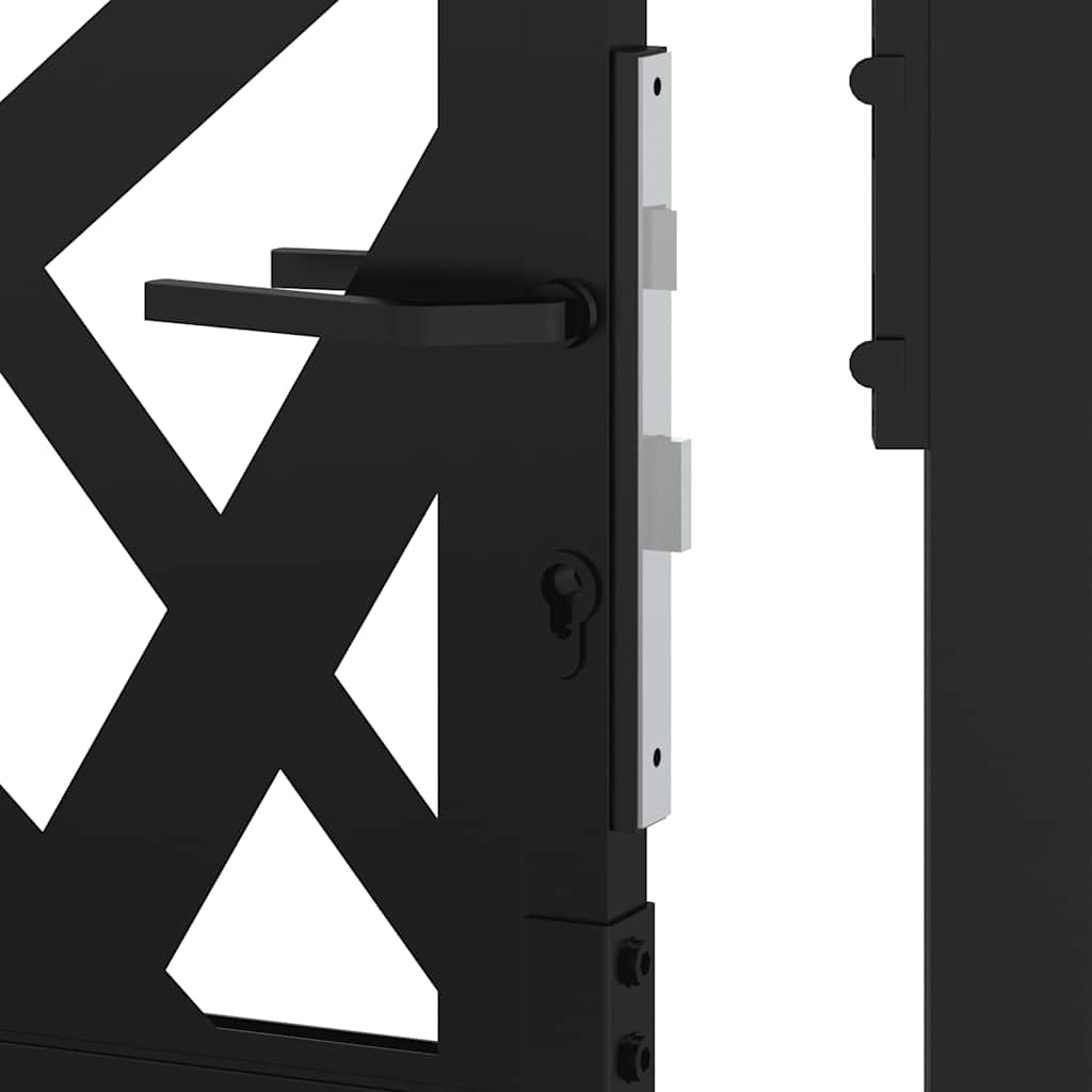vidaXL Πόρτα Κήπου Μαύρη με Φωτιστικό Ατσάλι 100x150 εκ.