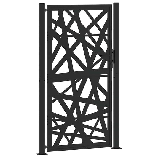 vidaXL Πόρτα Κήπου Μαύρη με Φωτιστικό Ατσάλι 100x175 εκ.