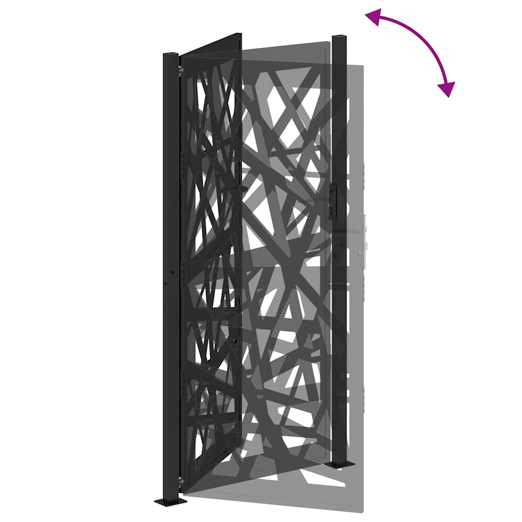 vidaXL Πόρτα Κήπου Μαύρη με Φωτιστικό Ατσάλι 100x200 εκ.