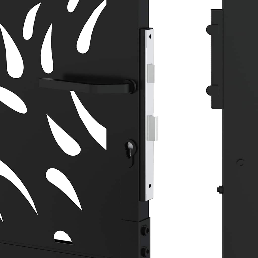 vidaXL Πόρτα Κήπου Μαύρη 100x125 εκ. με Σχέδιο Φλόγας από Ατσάλι