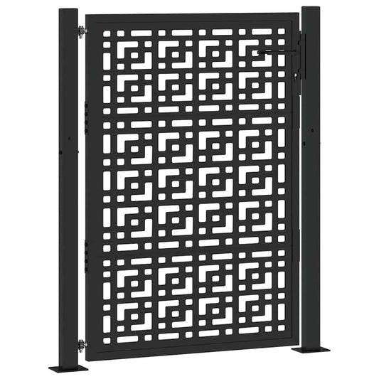 vidaXL Πόρτα Κήπου Μαύρη με Σταυρό 100x125 εκ. από Ατσάλι