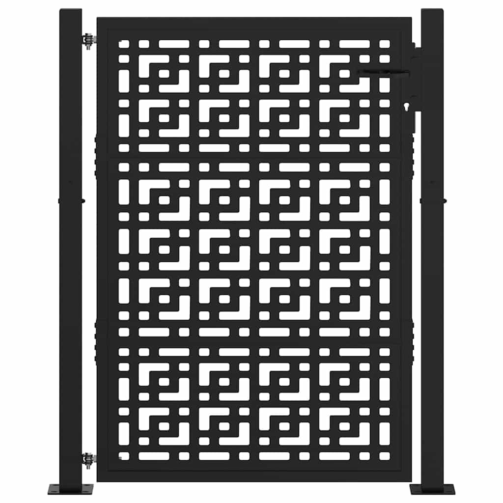 vidaXL Πόρτα Κήπου Μαύρη με Σταυρό 100x125 εκ. από Ατσάλι