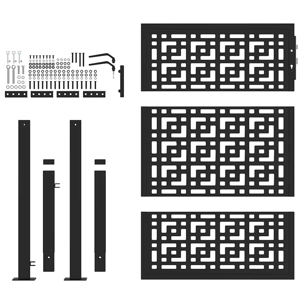 vidaXL Πόρτα Κήπου Μαύρη με Σταυρό 100x125 εκ. από Ατσάλι