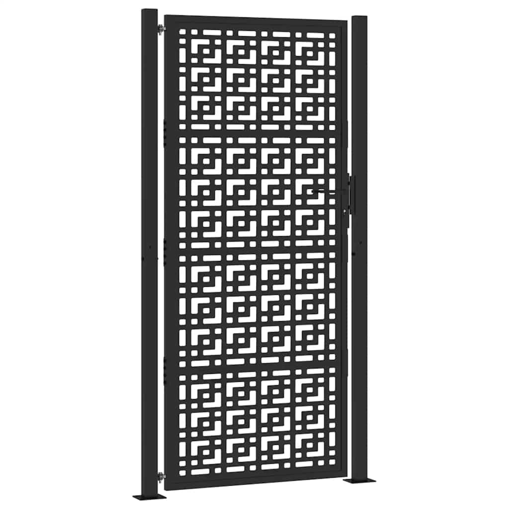 vidaXL Πόρτα Κήπου Μαύρη με Σταυρό από Ατσάλι 100x200 εκ.