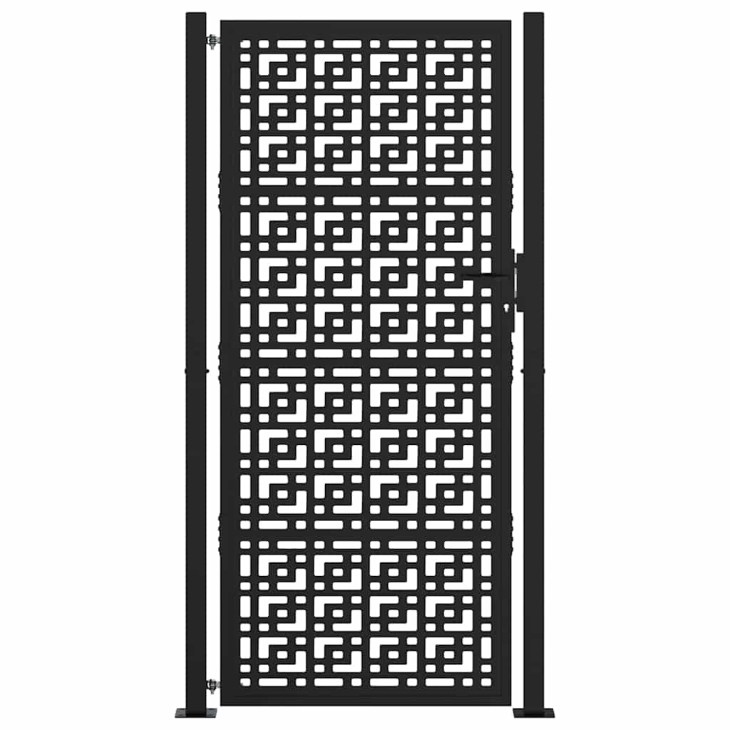 vidaXL Πόρτα Κήπου Μαύρη με Σταυρό από Ατσάλι 100x200 εκ.