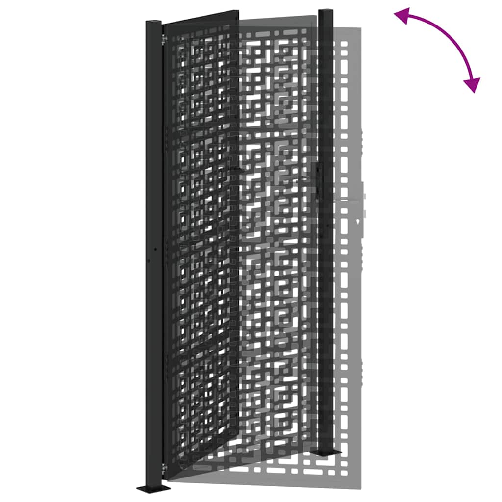 vidaXL Πόρτα Κήπου Μαύρη με Σταυρό από Ατσάλι 100x200 εκ.