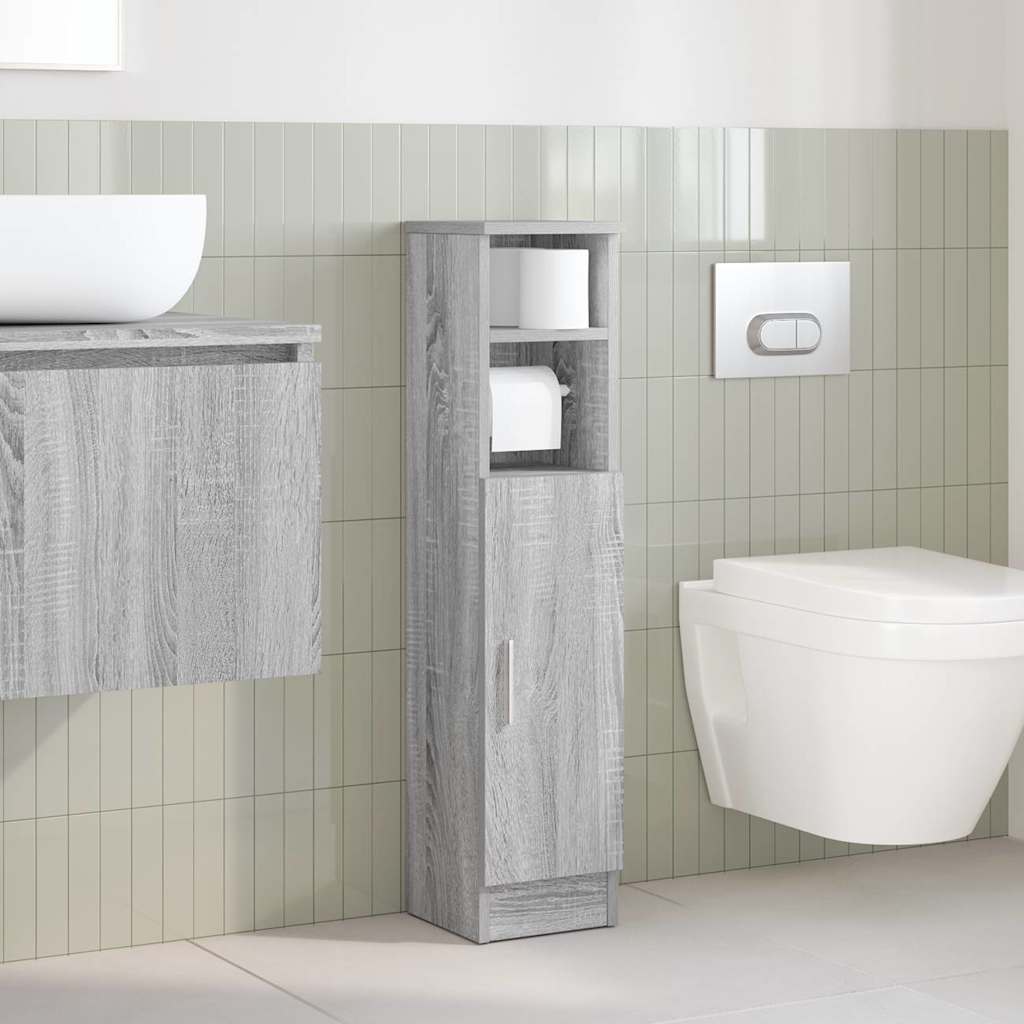 vidaXL Ντουλάπι Μπάνιου με Ρολό Στήριγμα Γκρι Sonoma 20,5 x 22 x 90 εκ.