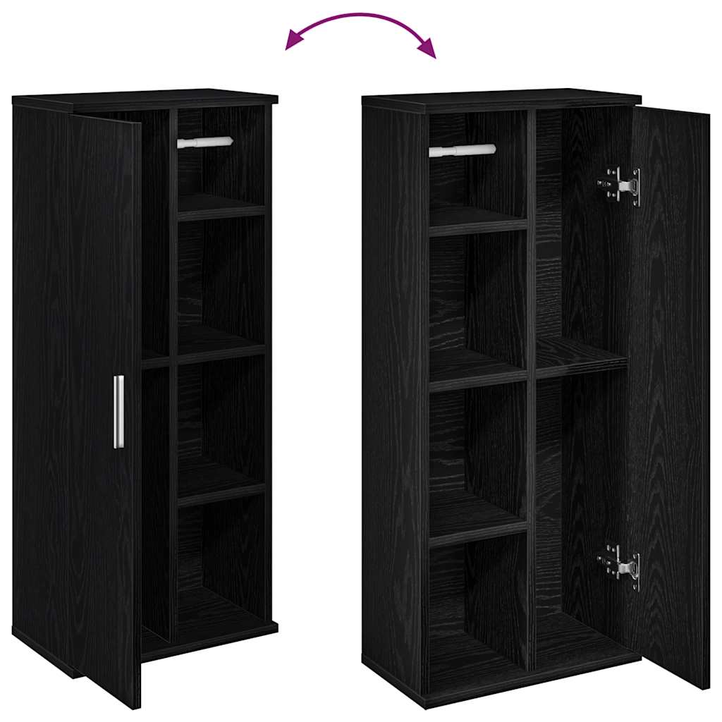 vidaXL Ντουλάπι μπάνιου με θήκη για ρολά Μαύρο 39x22x90 cm