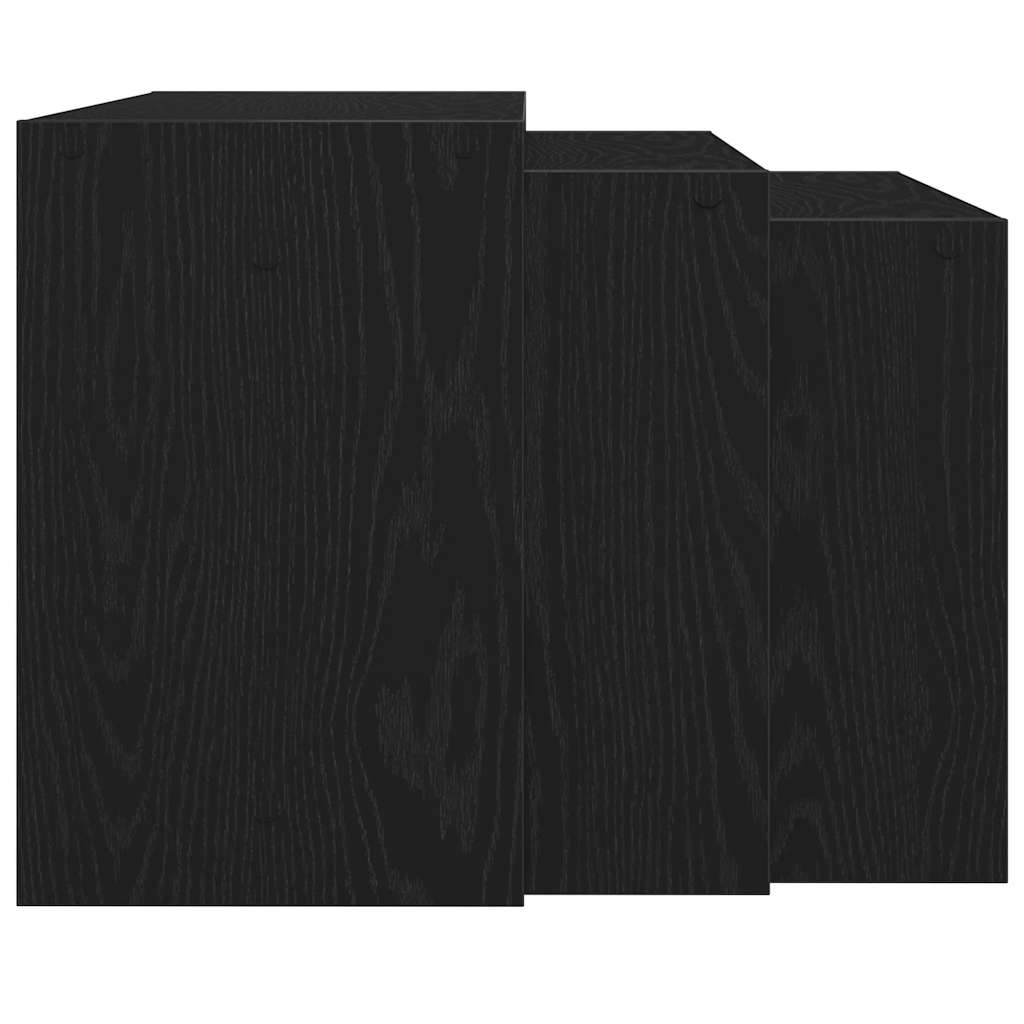 vidaXL Τραπεζάκια Ζιγκόν 3 τεμ. Μαύρα από Επεξεργασμένο Ξύλο