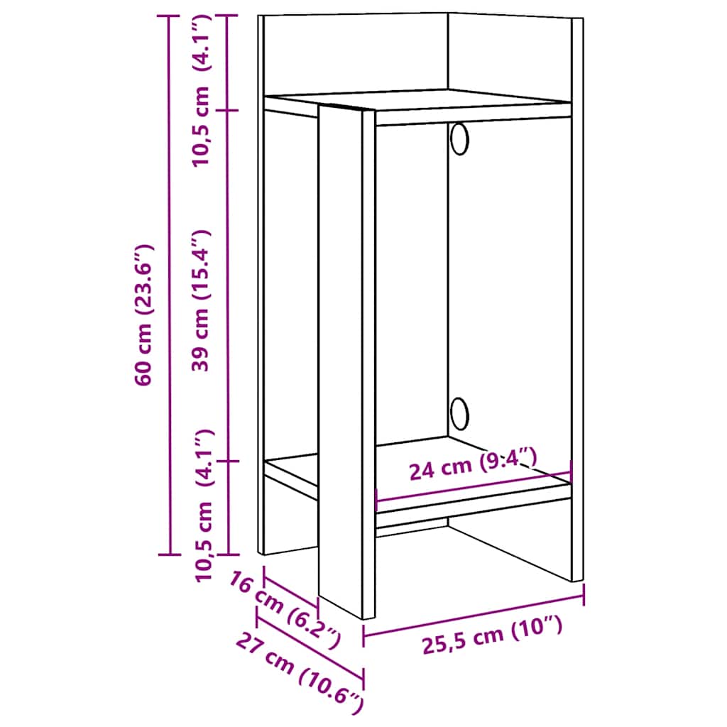 vidaXL Τραπεζάκια 2 τεμ. με ράφι Sonoma Δρυς 25,5x27x60 εκ.