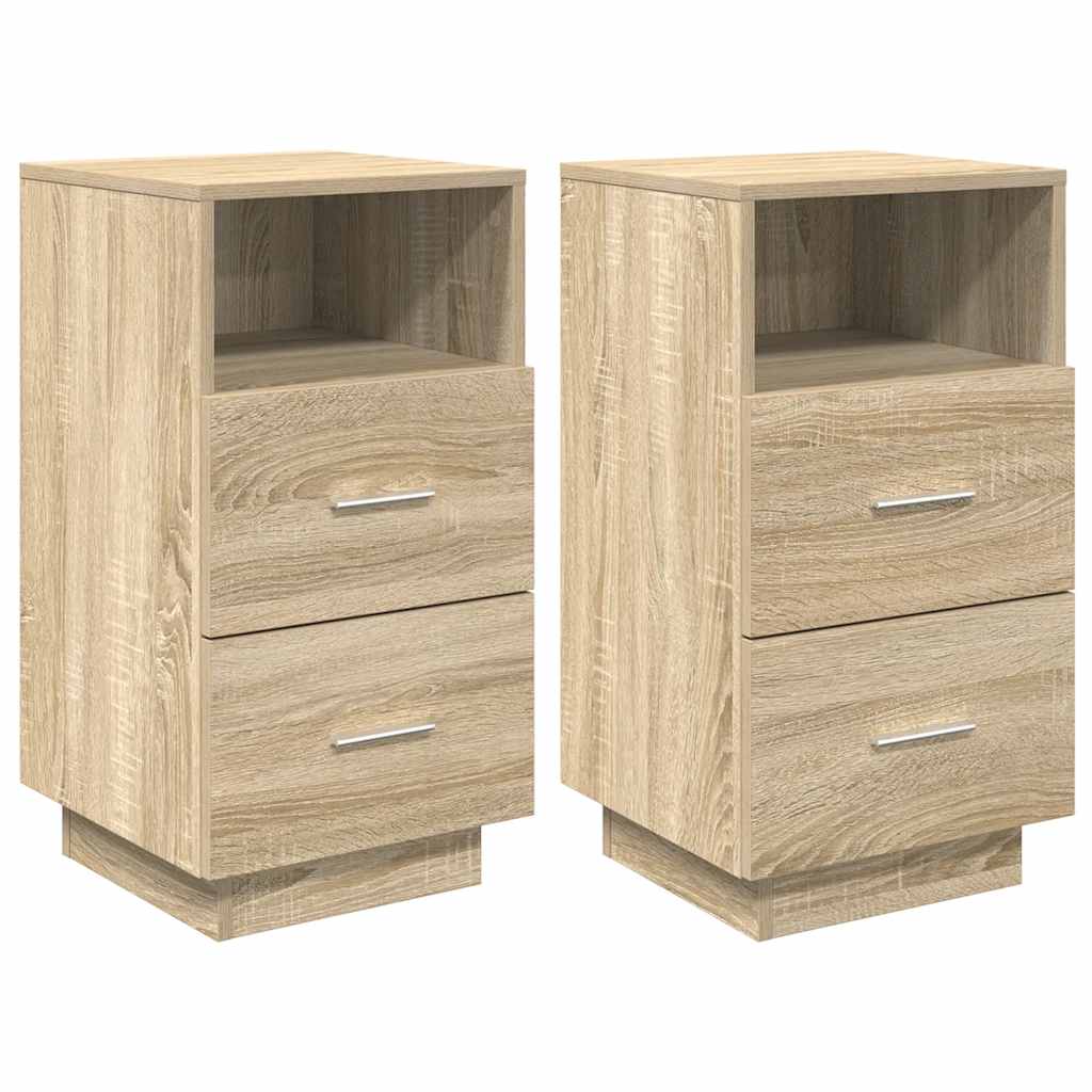 vidaXL Κομοδίνα 2 τεμάχια με 2 συρτάρια Sonoma Δρυς 36x36x68 εκ.