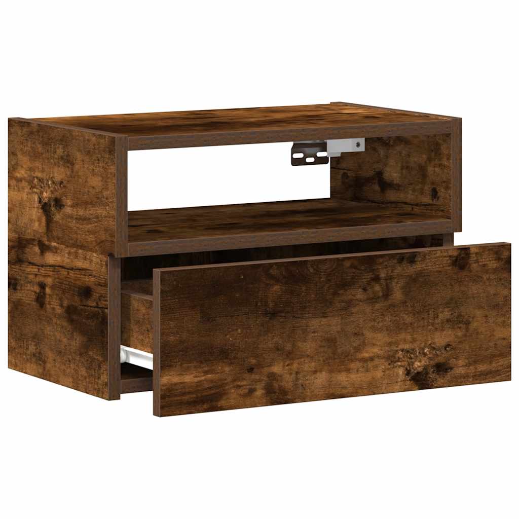 vidaXL Κομοδίνο Επιτοίχιο Καπνιστή Δρυς 45x26x28,5 εκ.